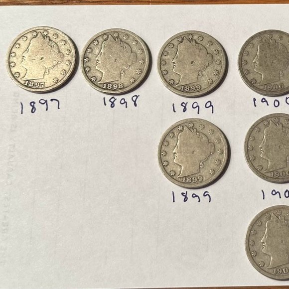 Lot of 10 Liberty "V" nickels VERY OLD - Picture 1 of 4